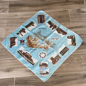 Vintage 1963 Canada 100th anniversary of confederation historic location scarf